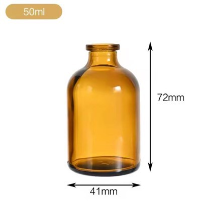 ویال شیشه ای شفاف 50 میلی لیتری 20 میلی متری